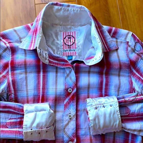 English laundry embroidered button down shirt sz M - Picture 10 of 14